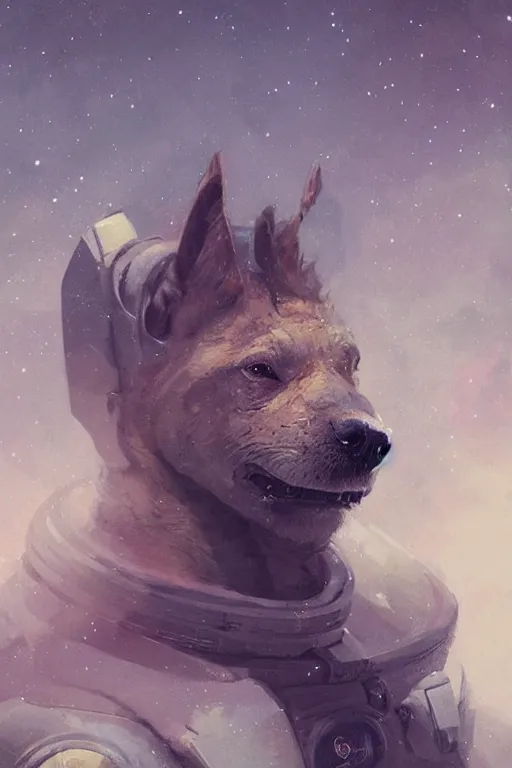 Image similar to fancy portraits of animal astronauts in space by greg rutkowski, high detail, realistic, concept art, trending on artstation.