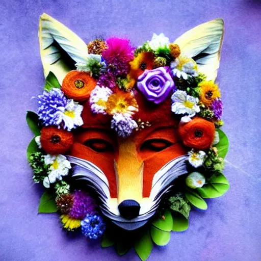 Image similar to made of flowers, made of flowers, made of flowers, fox made of flowers, fantasy art