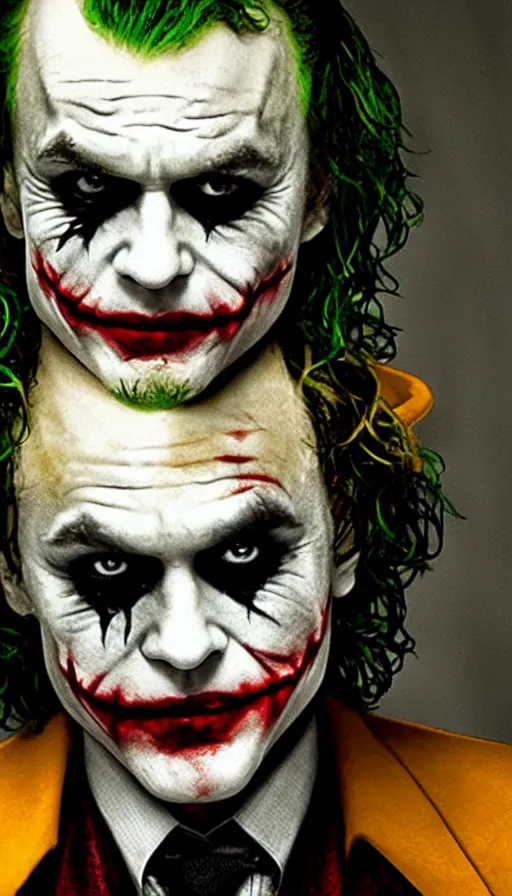 Image similar to WHY SO SERIOUS? Heath Ledger as the Joker, movie still, sharp, highly detailed, hollywood movie