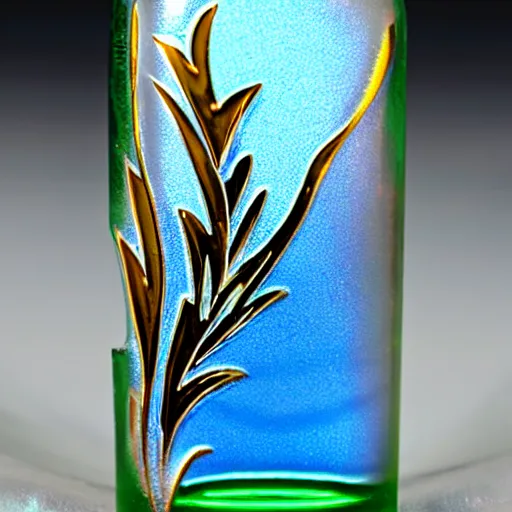 Prompt: a photo of a vodka bottle in a plique - a - jour enameling technique, 5 0. 0 mm