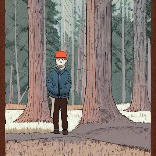 Image similar to boy in the woods by adrian tomine