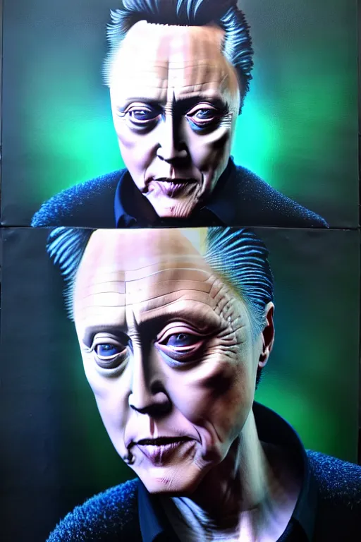 Image similar to hyperrealistic mixed media painting of Christopher Walken, full body, stunning 3d render inspired art by P. Craig Russell and Barry Windsor-Smith + perfect facial symmetry + dim volumetric lighting, 8k octane beautifully detailed render, post-processing, extremely hyperdetailed, intricate, epic composition, grim yet sparkling atmosphere, cinematic lighting + masterpiece, trending on artstation, very very detailed, masterpiece, stunning