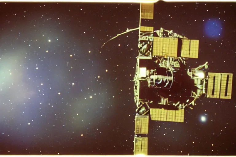 Image similar to space station, 1 6 mm film, autochrome