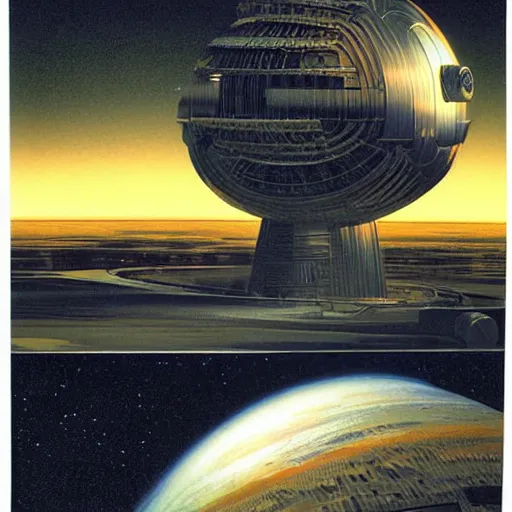 Image similar to Dyson Sphere, cinematic lighting, by Syd Mead, John Harris, Federico Pelat