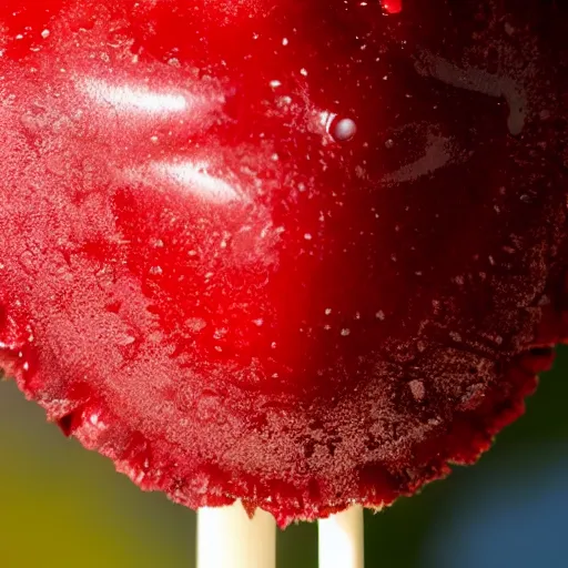 Prompt: extreme close up on an red lollipop, 120mm macro lens, detailed