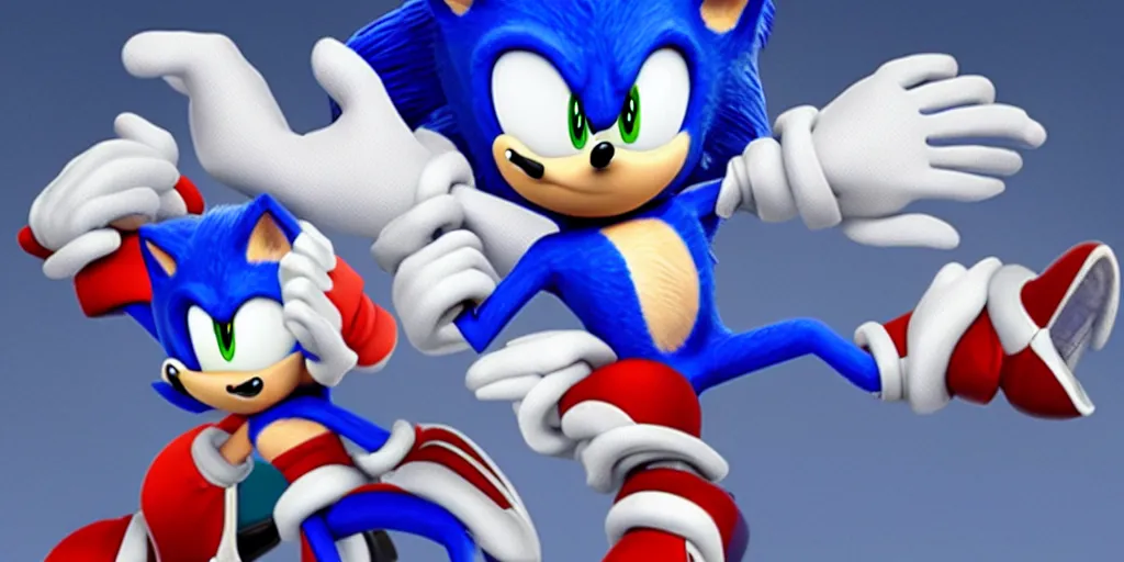 Prompt: a 3 d rendering of sonic the hedgehog