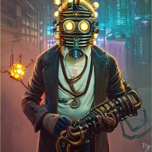 Prompt: Lofi Biopunk Steampunk Cyberpunk Bioshock Pokemon portrait, Pixar style, by Tristan Eaton Stanley Artgerm and Tom Bagshaw.