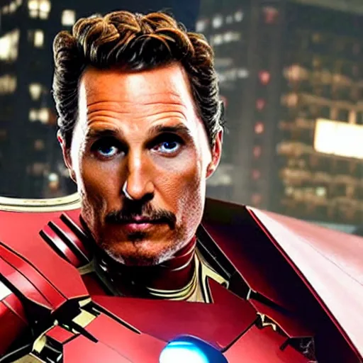 Prompt: Matthew McConaughey as Iron Man