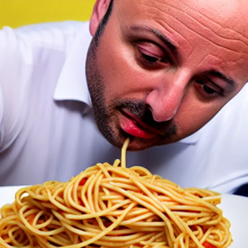 Image similar to joe bastianich puking spaghetti
