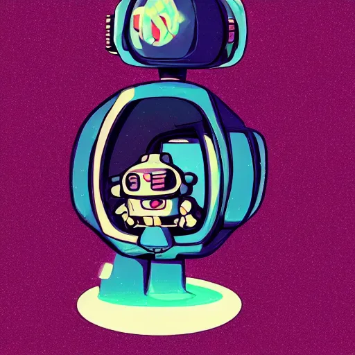 Prompt: Cartoon network Steven Universe David Orellana Artstation design of a cute cute cute round Ancient tribe humanoid expressive robot made out of space trash, standing in a spaceship, digital art