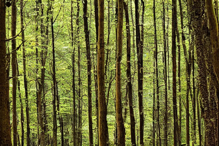 Image similar to long chromet tube, photograph captured in the woods