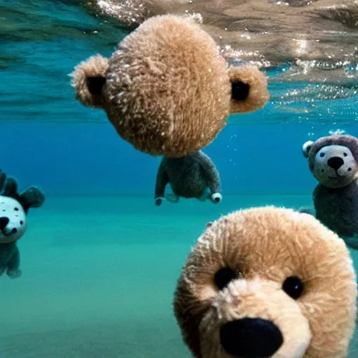 Image similar to Teddy bears working on new AI research underwater with 1990s technology