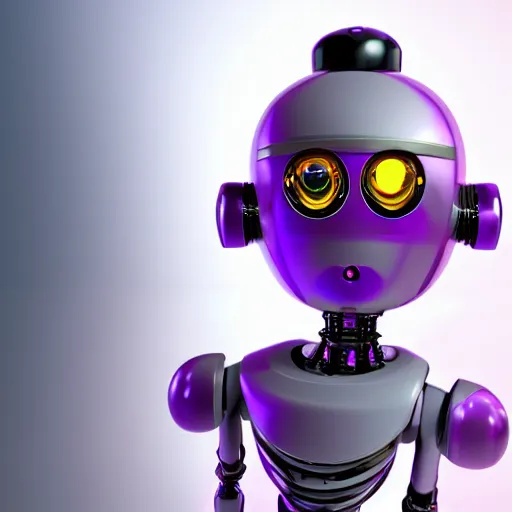 Prompt: a portrait of an upper class robot butler, highly detailed, purple background, unreal engine, octane render, digital art