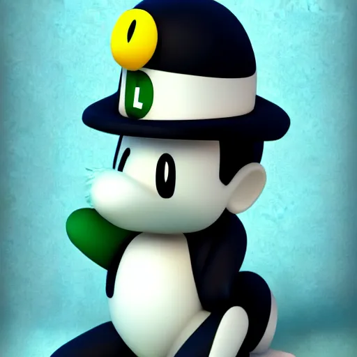 Image similar to luigi sitting next to penguin tux in front of a computer, cute digital art, 4 k