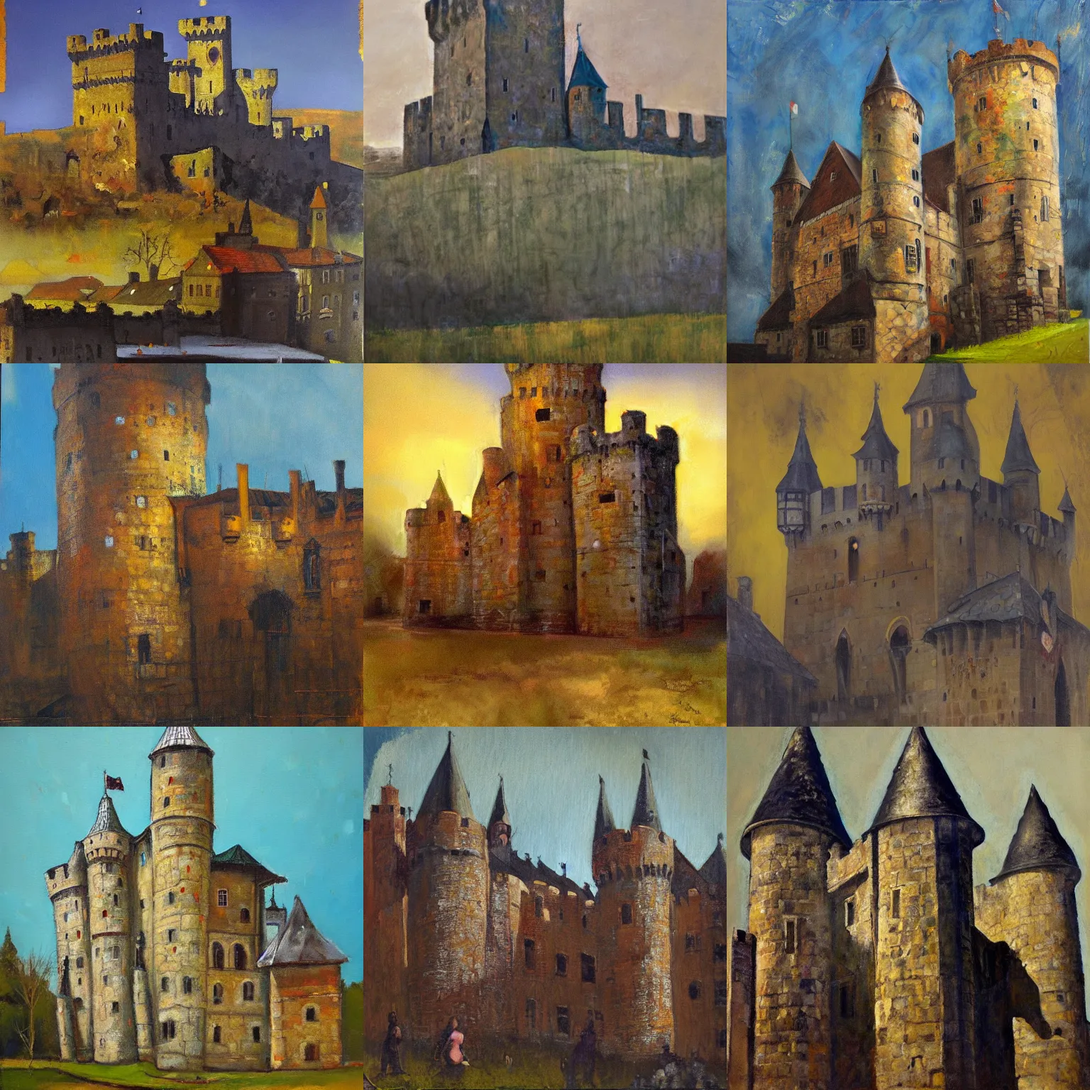 Prompt: medieval castle, oil painting by jason shawn alexander