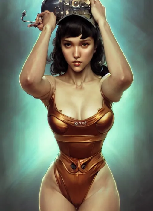 Prompt: intense fan art concept art by artgerm, tooth wu, bierstadt, gurney, stalenhag and alphonse mucha. an incredible collage of countless pin - ups of jessica alba as betty page in every form, contour light effect!! 8 k, stage light. octane render. smooth. sharp edge. ultra clear detailed, full body various poses!!