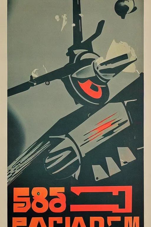 Image similar to ussr propaganda poster of 1 9 5 0 s nuclear war, futuristic design, dark, symmetrical, washed out color, centered, art deco, 1 9 5 0's futuristic, glowing highlights, intense