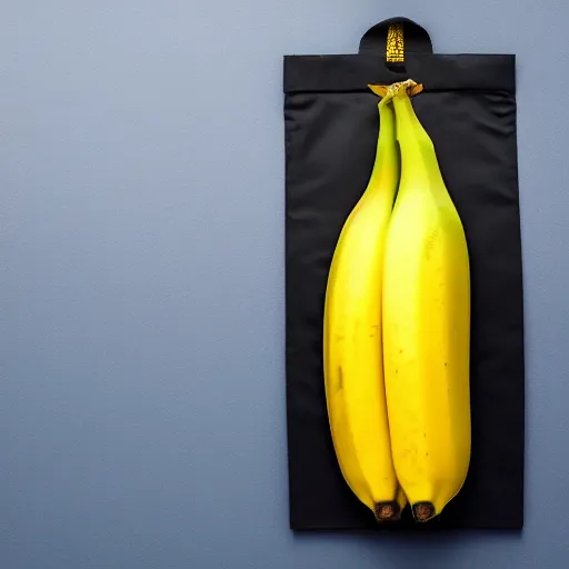 Image similar to a TRANSLUCENT bag containing a banana, black background