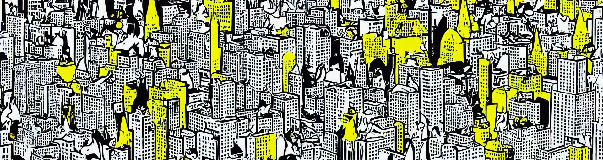 Image similar to birds in the city by roy lichtenstein