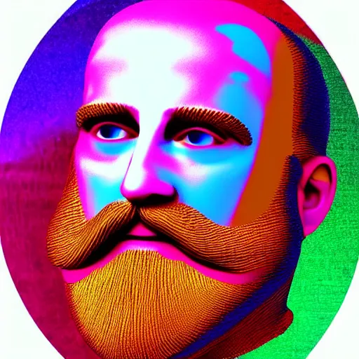 Image similar to Philosophical abstract art! Profile picture. Digital art. 8k resolution. Man made out of hyperbolic functions! Bald with beard.