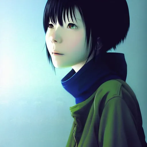 Image similar to lain iwakura, serial experiments : lain. highly detailed, digital painting, artstation, concept art, illustration, by ken saito, lya pilnev, siwoo kim, christophe young, anna podedworna, yin zhen chu, zeronis, magdalena radziej,