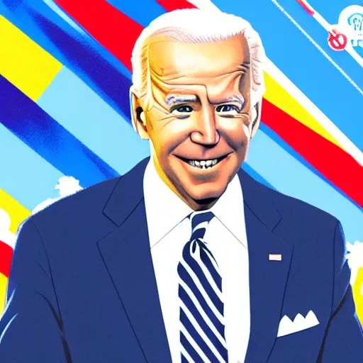 Image similar to Joe Biden as a Jojo character, anime key visual