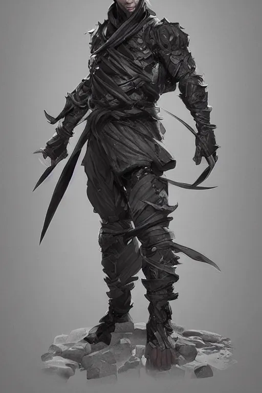 Image similar to a beautiful fullbody portrait of a cute male ninja by fenghua zhong. artstation, pinterest, ambient occlusion, volumetric light, digital art, highly detailed, fine detail, complex fantasy character, rendered in octane