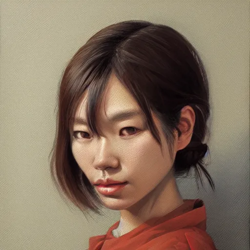 Prompt: portrait of a woman, by namio harukawa, highly detailed, oil painting, featured on artstation