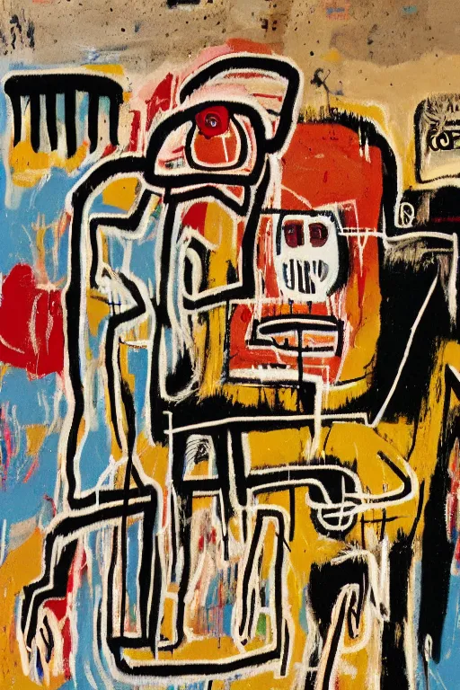 Image similar to a sloth at work by jean michel basquiat