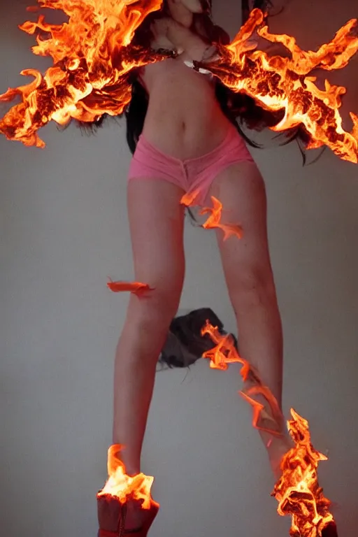 Image similar to Giantess made entirely of fire