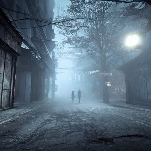 Prompt: silent hill and resident evil landscape unreal engine 4