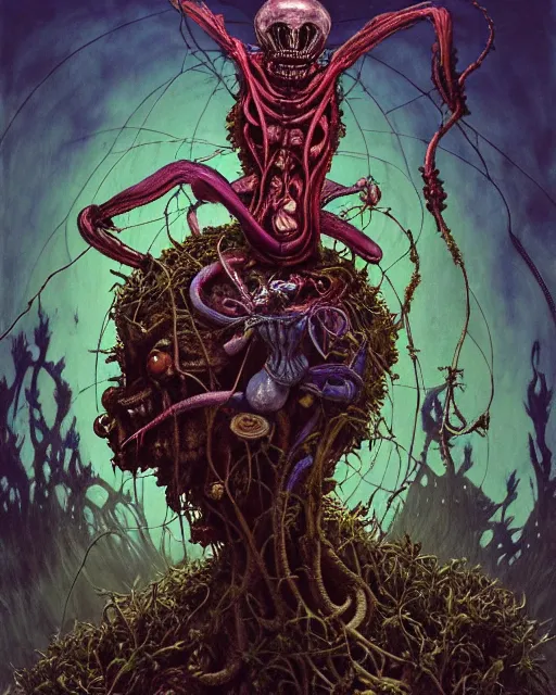 Image similar to the platonic ideal of flowers, rotting, insects and praying of cletus kasady carnage thanos dementor wild hunt chtulu mandala fritz the cat doctor manhattan bioshock xenomorph silent hill, ego death, decay, dmt, psilocybin, concept art by randy vargas and zdzisław beksinski