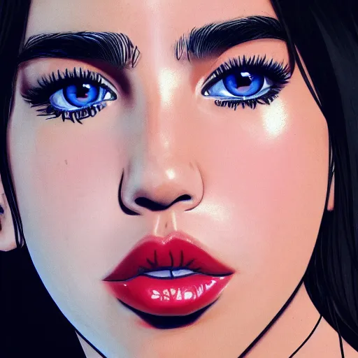 Image similar to dua lipa, anime, fine details, realistic shaded lighting, perfect face,