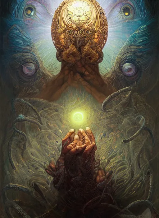 Image similar to dream with glowing eyes, shamanic poster lsd art, intricate, elegant, highly detailed, centered, digital painting, artstation, concept art, smooth, sharp focus, illustration, artgerm, tomasz alen kopera, peter mohrbacher, donato giancola, joseph christian leyendecker, wlop, frank frazetta