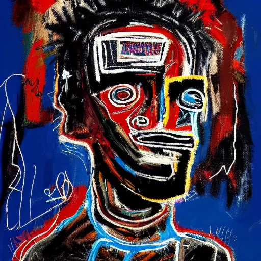 Image similar to A extremely highly detailed majestic hi-res beautiful immaculate head and shoulders painting of a strong black african man by Jean-Michel Basquiat, 8k, high textures, hyper sharp, insanely detailed and intricate, super detailed, 4k HDR high quality