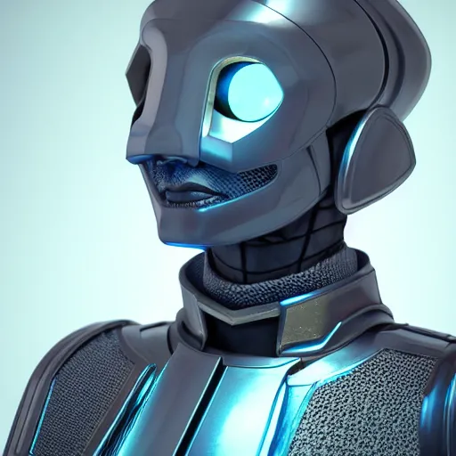 Image similar to portrait of a bust of a knight with futuristic fashion elements created by yuuki morita, brilliantly colored, octane render, 3 d animated, unreal engine 5, studio lighting, smooth surface