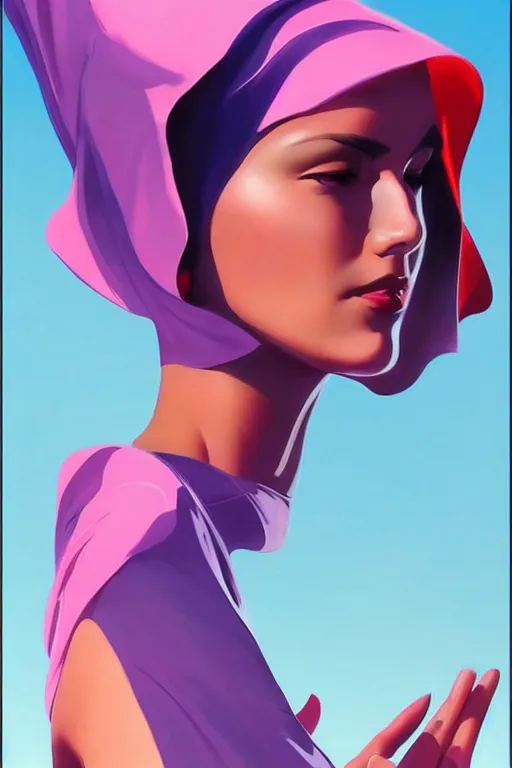 Image similar to 🧕🏽☁, 8 0 s art deco, artstation, moebius + artgerm, hd,