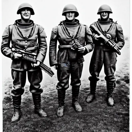 Prompt: world war 2 portrait photo, full body, of the famous warhammer 4 0 k space marines at normandy, rosenthal, baltermants, kerlee, vaccaro