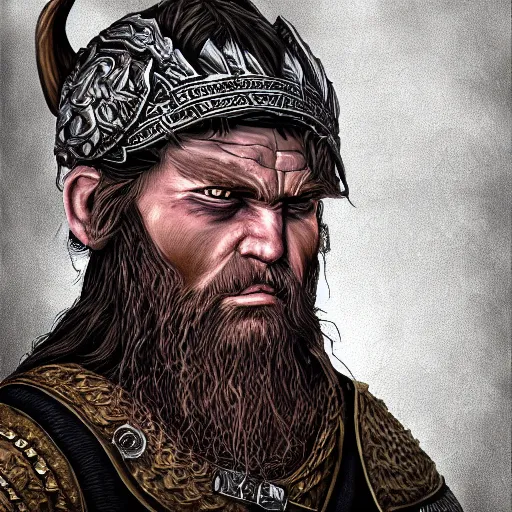 Image similar to a portrait of an angry viking highly detailed, centered, digital painting