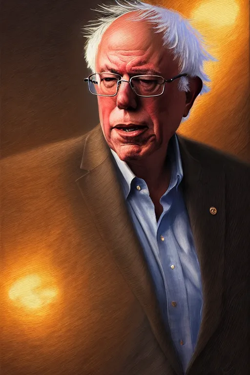 Image similar to portrait of a president bernie sanders posing ultra realistic illustration, a hulking herculean gigachad, bulging muscles, intricate, highly detailed, digital painting, artstation, radiant light, caustics, war hero, concept art, smooth, sharp focus, by gaston bussiere, bayard wu, giger, maxim verehin