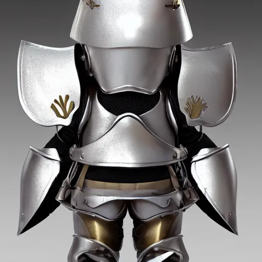 Image similar to cute fumo plush of a knight of a royal legion, knight armor, anime girl, matcap metal reflection, vray