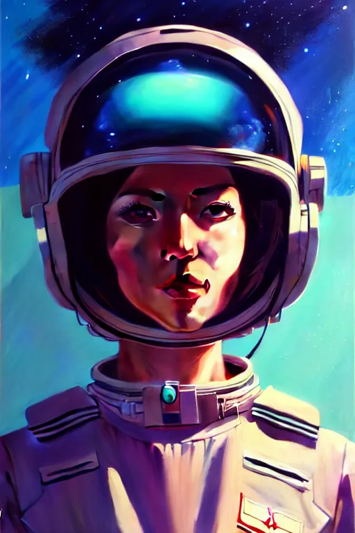 Prompt: a ultradetailed beautiful panting of a stylish woman space pilot, oil painting, by ilya kuvshinov, greg rutkowski and makoto shinkai, trending on artstation