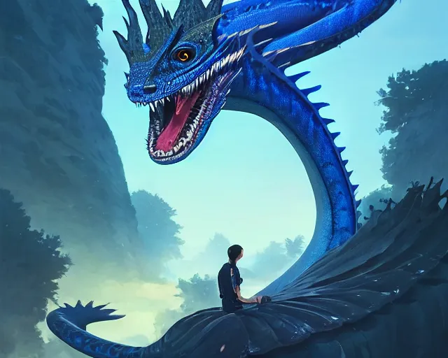 Image similar to highly detailed portrait of a blue flying dragon, in gta v, stephen bliss, unreal engine, fantasy art by greg rutkowski, loish, rhads, ferdinand knab, makoto shinkai and lois van baarle, ilya kuvshinov, rossdraws, tom bagshaw, global illumination, radiant light, detailed and intricate environment