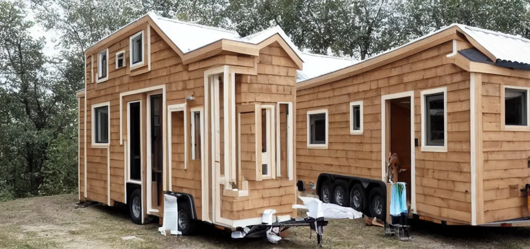 Image similar to parthenon - inspired tiny house on trailer.