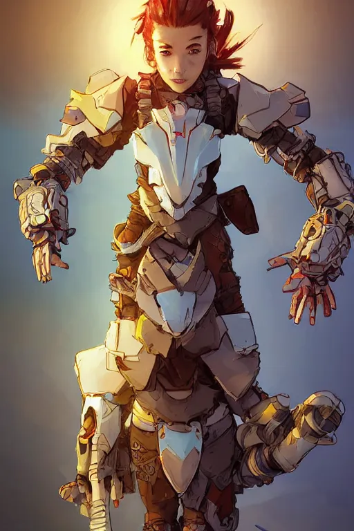 Image similar to combination suit armor aloy horizon forbidden west horizon zero dawn robot ninja mask helmet backpack tribal, art gta 5 comics, official fanart behance hd artstation by jesper ejsing, by rhads, makoto shinkai and lois van baarle, ilya kuvshinov, ossdraws radiating a glowing aura cgi rtx 2 0 2 2