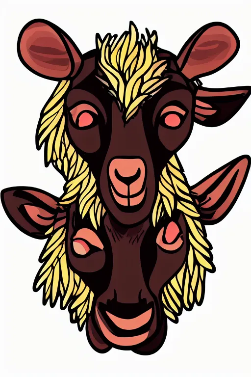 Image similar to Portrait of a savage goat, anime, sticker, colorful, illustration, highly detailed, simple, smooth and clean vector curves, no jagged lines, vector art, smooth