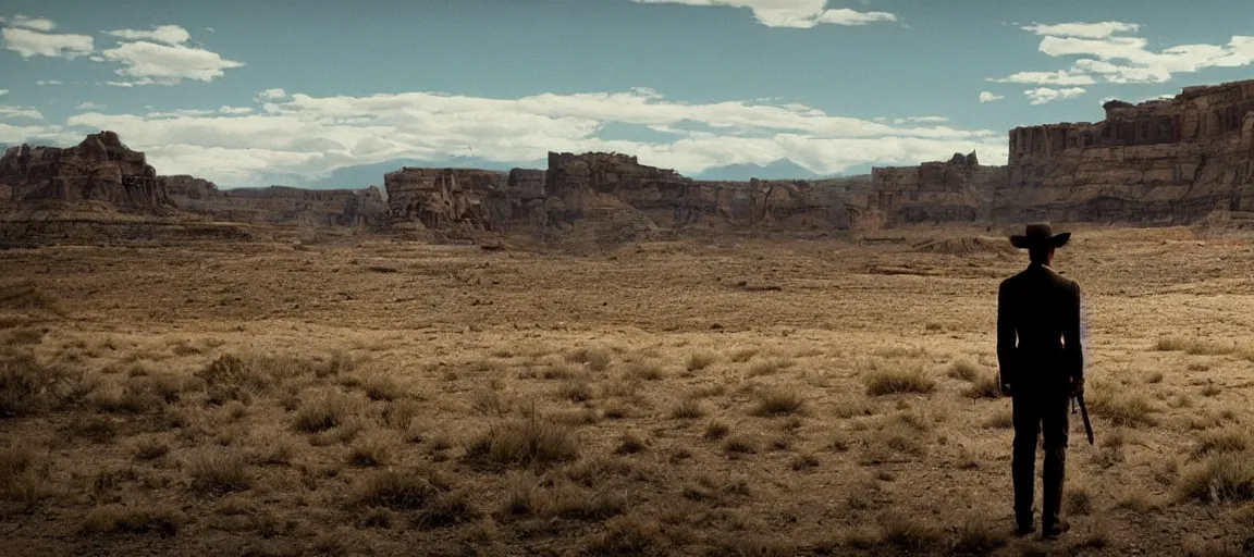 Prompt: final shot of westworld ( 2 0 1 6 ), 3 5 mm film still by emmanuel lubezki