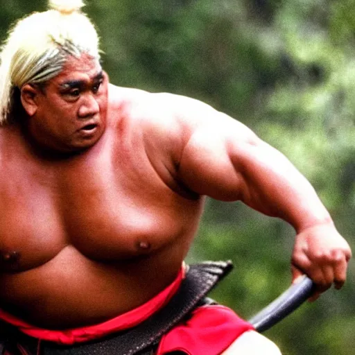 Image similar to rikishi from wwe as samurai, film still