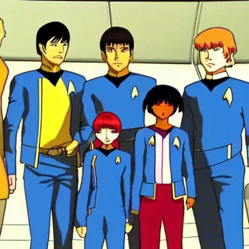 Prompt: still of Star Trek The Next Generation with Kagura from Azumanga Daioh