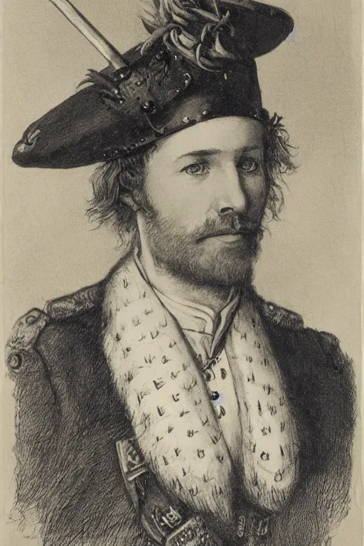 Prompt: a portrait of a Scottish laird wearing a balmoral hat, art